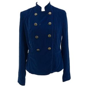 Cache Velvet Double Breasted Blazer Royal Blue
